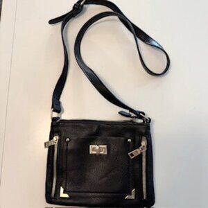 Isabelle Small Crossbody Handbag Purse, Black with Gold
